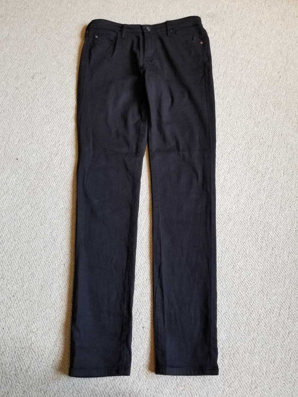 Womens Jeans-AG ADRIANO GOLDSCHMIED-black "The Prima Mid-Rise Cigarette"-28
